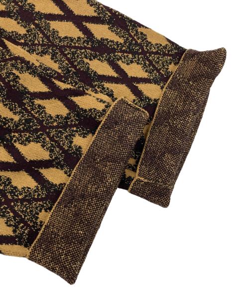 DRIES VAN NOTEN（ドリスヴァンノッテン）DRIES VAN NOTEN (ドリスヴァンノッテン) アーガイルラメニットパンツ ブラック×ベージュ サイズ:XSの古着・服飾アイテム