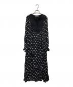 ne quittez pasヌキテパ）の古着「レーヨンサテン フラワープリントワンピース」｜ブラック