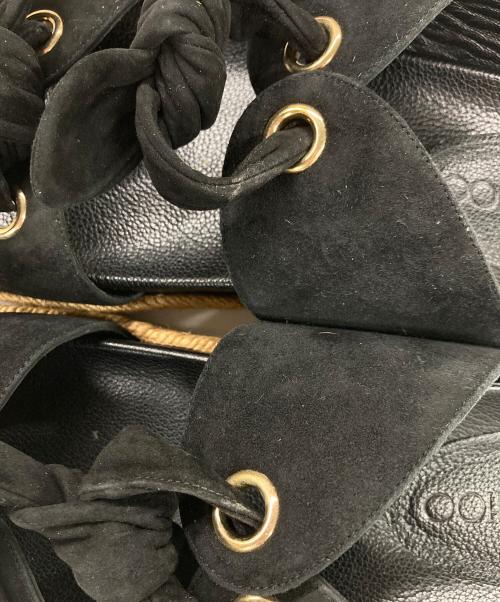 JIMMY CHOO（ジミーチュウ）JIMMY CHOO (ジミーチュウ) ウェッジソールリボンサンダル ブラック サイズ:39の古着・服飾アイテム