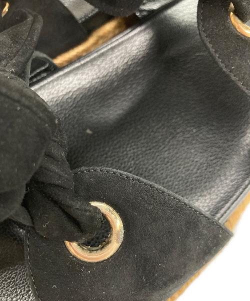 JIMMY CHOO（ジミーチュウ）JIMMY CHOO (ジミーチュウ) ウェッジソールリボンサンダル ブラック サイズ:39の古着・服飾アイテム