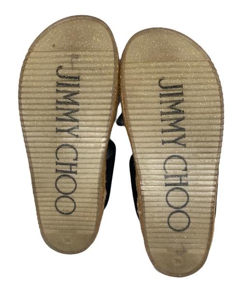 JIMMY CHOO（ジミーチュウ）JIMMY CHOO (ジミーチュウ) ウェッジソールリボンサンダル ブラック サイズ:39の古着・服飾アイテム