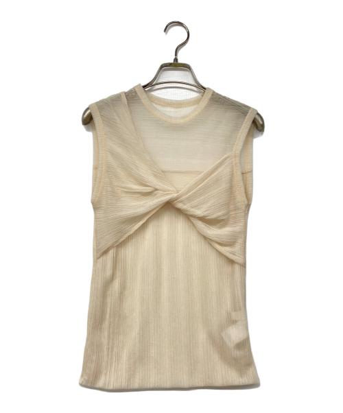 BALLSEY（ボールジィ）BALLSEY (ボールジィ) シャイニーテレコ フロントツイストプルオーバー ベージュ サイズ:Sの古着・服飾アイテム