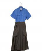 sacaiサカイ）の古着「Thomas Mason Cotton Poplin x Suiting Dress」｜グレー×ブルー