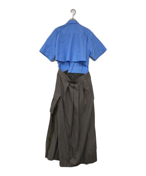 sacai（サカイ）sacai (サカイ) Thomas Mason Cotton Poplin x Suiting Dress グレー×ブルー サイズ:4の古着・服飾アイテム