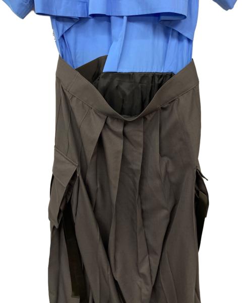 sacai（サカイ）sacai (サカイ) Thomas Mason Cotton Poplin x Suiting Dress グレー×ブルー サイズ:4の古着・服飾アイテム