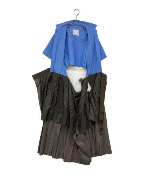 sacai（サカイ）sacai (サカイ) Thomas Mason Cotton Poplin x Suiting Dress グレー×ブルー サイズ:4の古着・服飾アイテム