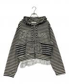 chinatsu aoyamaチナツ アオヤマ）の古着「RE Border Zip Parka」｜ホワイト×ブラック