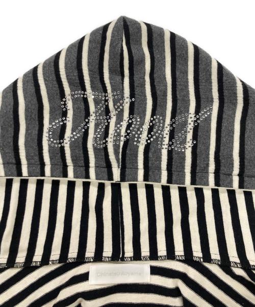 chinatsu aoyama（チナツ アオヤマ）chinatsu aoyama (チナツ アオヤマ) RE Border Zip Parka ホワイト×ブラック サイズ:Fの古着・服飾アイテム