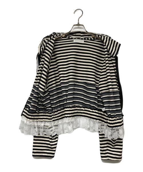 chinatsu aoyama（チナツ アオヤマ）chinatsu aoyama (チナツ アオヤマ) RE Border Zip Parka ホワイト×ブラック サイズ:Fの古着・服飾アイテム