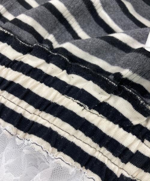 chinatsu aoyama（チナツ アオヤマ）chinatsu aoyama (チナツ アオヤマ) RE Border Zip Parka ホワイト×ブラック サイズ:Fの古着・服飾アイテム