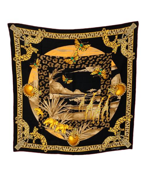 murt de cartier（マストドゥカルティエ）murt de cartier (マストドゥカルティエ) シルクスカーフ イエロー×ブラックの古着・服飾アイテム