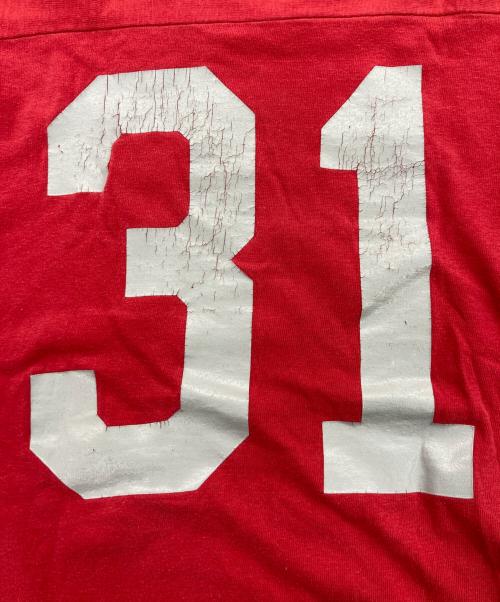 Champion（チャンピオン）Champion (チャンピオン) フットボールTシャツ レッド サイズ:Mの古着・服飾アイテム