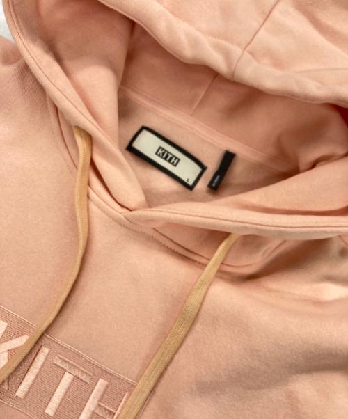 KITH（キス）KITH (キス) ロゴ刺繍パーカー ピンク サイズ:Lの古着・服飾アイテム