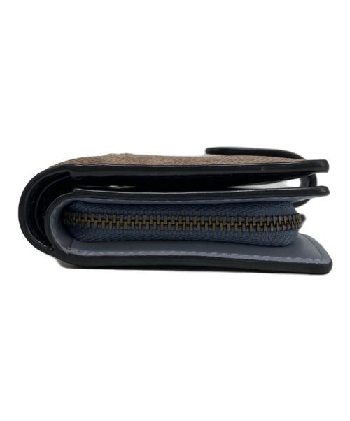 COACH（コーチ）COACH (コーチ) シグネチャー2つ折り財布 ブルー×ベージュの古着・服飾アイテム