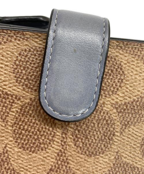 COACH（コーチ）COACH (コーチ) シグネチャー2つ折り財布 ブルー×ベージュの古着・服飾アイテム