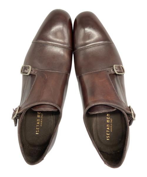 ISETAN MEN'S（イセタンメンズ）ISETAN MEN'S (イセタンメンズ) ダブルモンクストラップ ストレートチップ ブラウン サイズ:41の古着・服飾アイテム