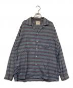 Manhattanマンハッタン）の古着「ヴィンテージオープンカラーボーダーシャツ」｜グレー
