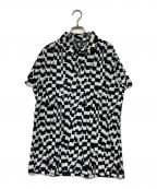 DESCENTE GOLFデサントゴルフ）の古着「総柄ポロシャツ」｜ホワイト×ブラック