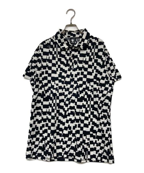 DESCENTE GOLF（デサントゴルフ）DESCENTE GOLF (デサントゴルフ) 総柄ポロシャツ ホワイト×ブラック サイズ:XOの古着・服飾アイテム