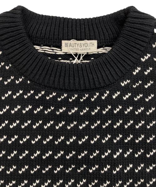 BEAUTY&YOUTH（ビューティーアンドユース）BEAUTY&YOUTH (ビューティーアンドユース) バーズアイパターンセーター ブラック サイズ:Sの古着・服飾アイテム