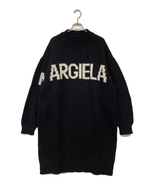 MM6 Maison Margiela（エムエムシックスメゾンマルジェラ）MM6 Maison Margiela (エムエムシックスメゾンマルジェラ) ブランドロゴ長袖ニットワンピース ブラック サイズ:16Yの古着・服飾アイテム