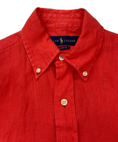 RALPH LAUREN（ラルフローレン）RALPH LAUREN (ラルフローレン) ボタンダウンリネンシャツ レッド サイズ:XSの古着・服飾アイテム