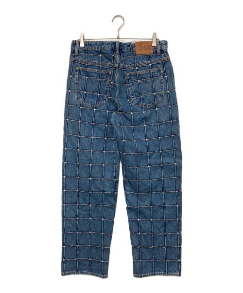 SUPREME（シュプリーム）Supreme (シュプリーム) studded seam loose fit jean/スタッズシームルーズフィットデニムパンツ ブルー サイズ:30の古着・服飾アイテム