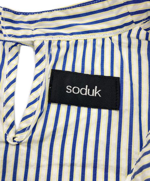 soduk（スドーク）soduk (スドーク) ストライプデザインシャツ ブルー サイズ:Fの古着・服飾アイテム
