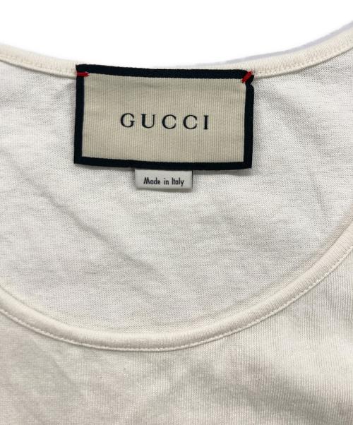 GUCCI（グッチ）GUCCI (グッチ) ハワイグリッターロゴプリントノースリーブタンクトップ ホワイト サイズ:Lの古着・服飾アイテム