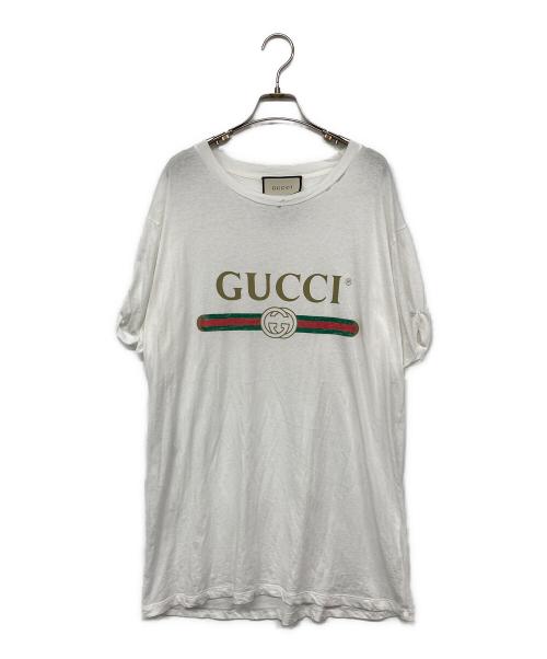 GUCCI（グッチ）GUCCI (グッチ) ロゴプリントTシャツ ホワイト サイズ:Lの古着・服飾アイテム