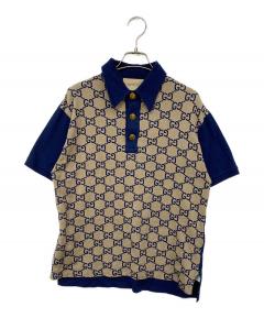 中古・古着通販】GUCCI (グッチ) 刺繍ポロシャツ ネイビー サイズ:M