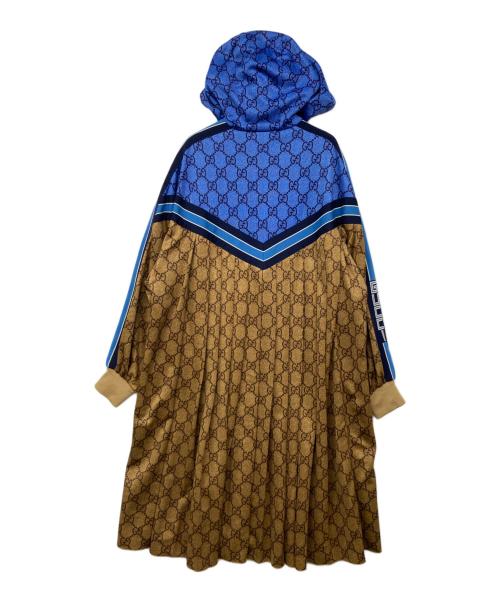 GUCCI（グッチ）GUCCI (グッチ) GGテクニカルカラー切替バックプリーツジャージーパーカージャケット ブラウン×ブルー サイズ:Sの古着・服飾アイテム