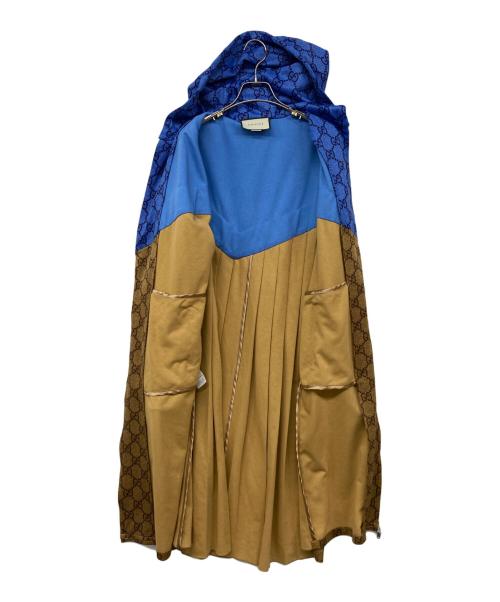 GUCCI（グッチ）GUCCI (グッチ) GGテクニカルカラー切替バックプリーツジャージーパーカージャケット ブラウン×ブルー サイズ:Sの古着・服飾アイテム