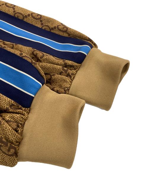 GUCCI（グッチ）GUCCI (グッチ) GGテクニカルカラー切替バックプリーツジャージーパーカージャケット ブラウン×ブルー サイズ:Sの古着・服飾アイテム