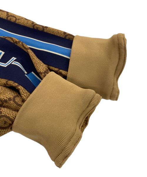 GUCCI（グッチ）GUCCI (グッチ) GGテクニカルカラー切替バックプリーツジャージーパーカージャケット ブラウン×ブルー サイズ:Sの古着・服飾アイテム