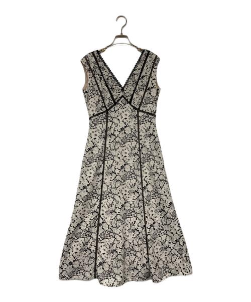 HER LIP TO（ハーリップトゥ）HER LIP TO (ハーリップトゥ) レーストリムフローラルドレス花柄ワンピース ブラック×ベージュ サイズ:Mの古着・服飾アイテム