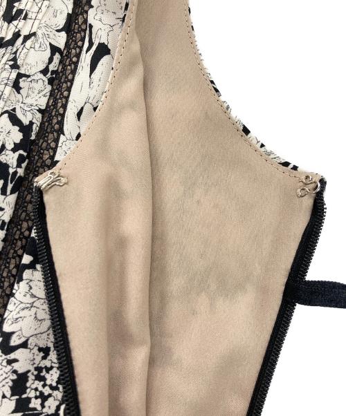 HER LIP TO（ハーリップトゥ）HER LIP TO (ハーリップトゥ) レーストリムフローラルドレス花柄ワンピース ブラック×ベージュ サイズ:Mの古着・服飾アイテム