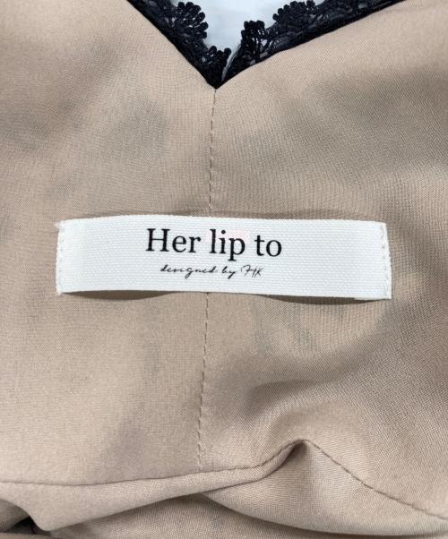 HER LIP TO（ハーリップトゥ）HER LIP TO (ハーリップトゥ) レーストリムフローラルドレス花柄ワンピース ブラック×ベージュ サイズ:Mの古着・服飾アイテム