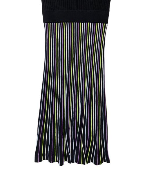 LOVELESS（ラブレス）LOVELESS (ラブレス) ストライプブロッキングニットドレス ブラック サイズ:34 未使用品の古着・服飾アイテム