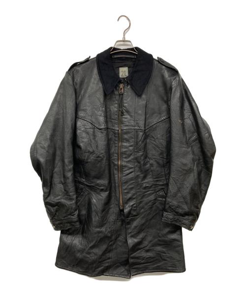 Swedish Army（スウェーデン軍）Swedish Army (スウェーデン軍) 40-50`sウール襟レザーコート ブラック サイズ:２Lの古着・服飾アイテム