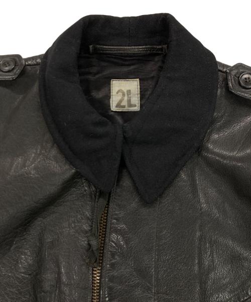 Swedish Army（スウェーデン軍）Swedish Army (スウェーデン軍) 40-50`sウール襟レザーコート ブラック サイズ:２Lの古着・服飾アイテム