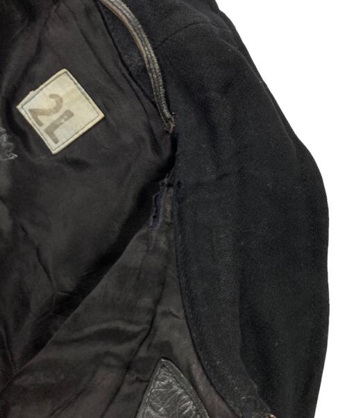 Swedish Army（スウェーデン軍）Swedish Army (スウェーデン軍) 40-50`sウール襟レザーコート ブラック サイズ:２Lの古着・服飾アイテム