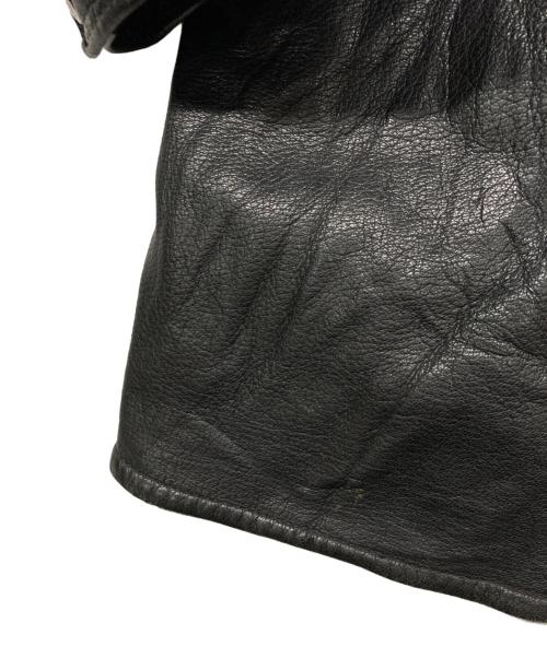 Swedish Army（スウェーデン軍）Swedish Army (スウェーデン軍) 40-50`sウール襟レザーコート ブラック サイズ:２Lの古着・服飾アイテム