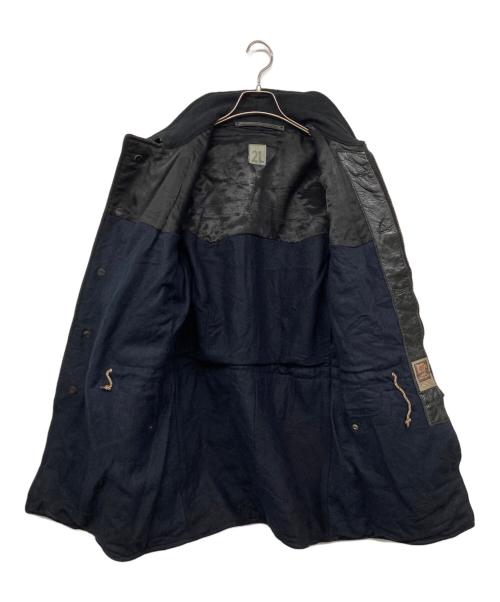 Swedish Army（スウェーデン軍）Swedish Army (スウェーデン軍) 40-50`sウール襟レザーコート ブラック サイズ:２Lの古着・服飾アイテム