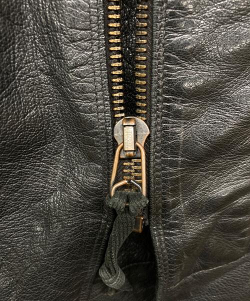 Swedish Army（スウェーデン軍）Swedish Army (スウェーデン軍) 40-50`sウール襟レザーコート ブラック サイズ:２Lの古着・服飾アイテム