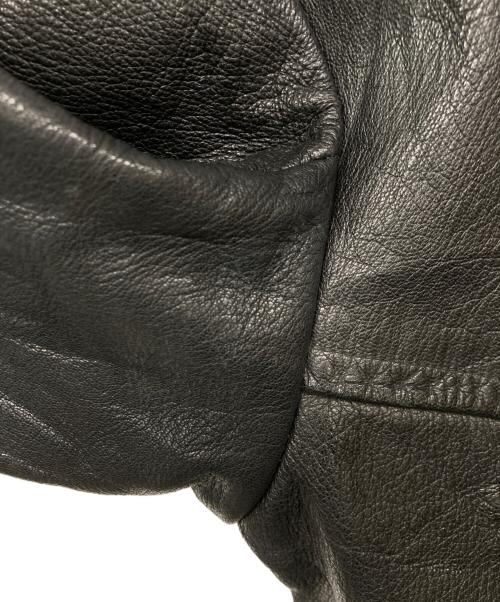 Swedish Army（スウェーデン軍）Swedish Army (スウェーデン軍) 40-50`sウール襟レザーコート ブラック サイズ:２Lの古着・服飾アイテム