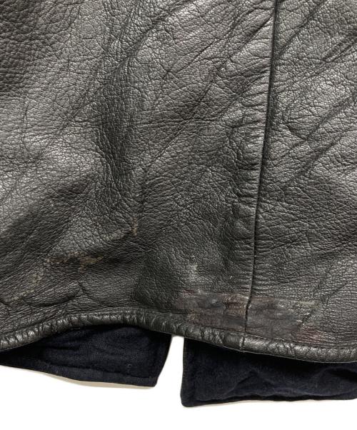 Swedish Army（スウェーデン軍）Swedish Army (スウェーデン軍) 40-50`sウール襟レザーコート ブラック サイズ:２Lの古着・服飾アイテム