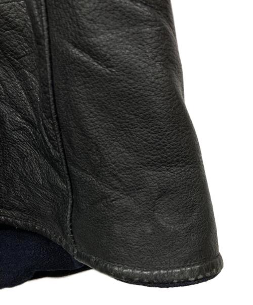 Swedish Army（スウェーデン軍）Swedish Army (スウェーデン軍) 40-50`sウール襟レザーコート ブラック サイズ:２Lの古着・服飾アイテム