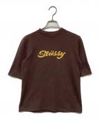 stussyステューシー）の古着「ロゴプリントTシャツ」｜ブラウン