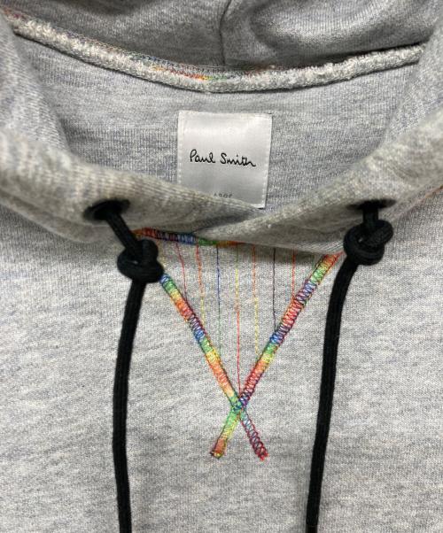 PAUL SMITH（ポールスミス）Paul Smith (ポールスミス) マルチカラーステッチプルオーバーパーカー グレー サイズ:LARGEの古着・服飾アイテム